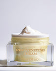 Jar of rejuvenating cream on a light gray background