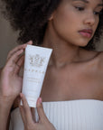 model with sapelo seaweed cleanser