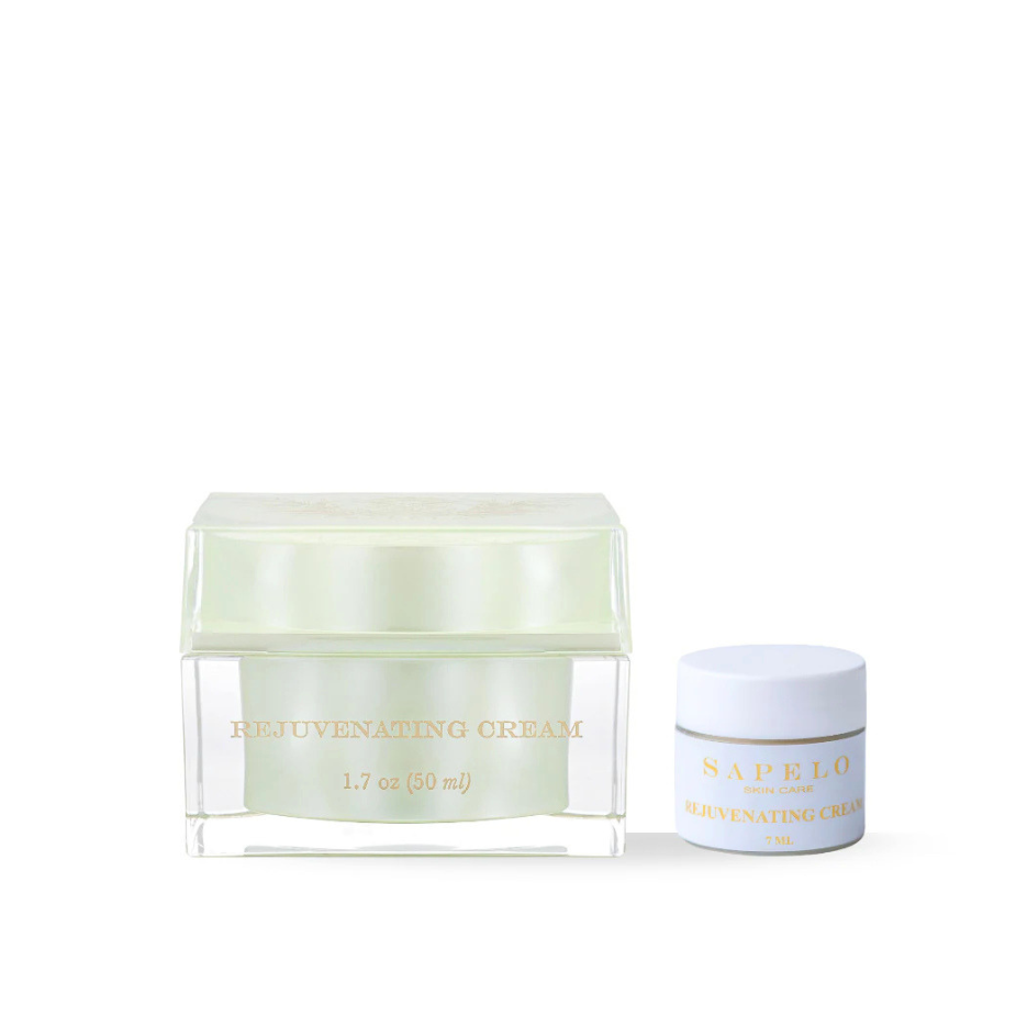 Two skincare products, a larger jar and a smaller bottle, on a white background.