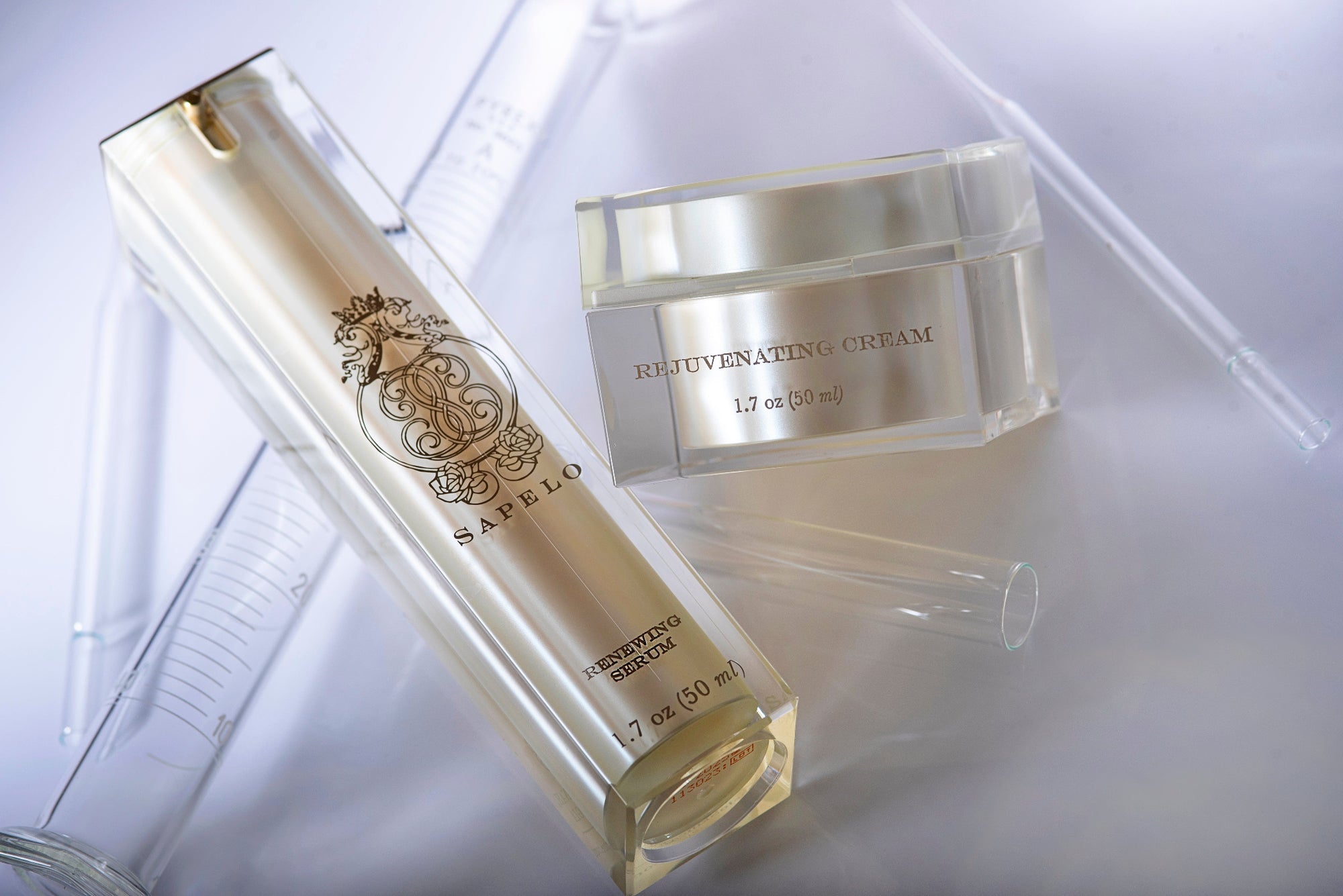 two piece system sapelo skin care  in lab