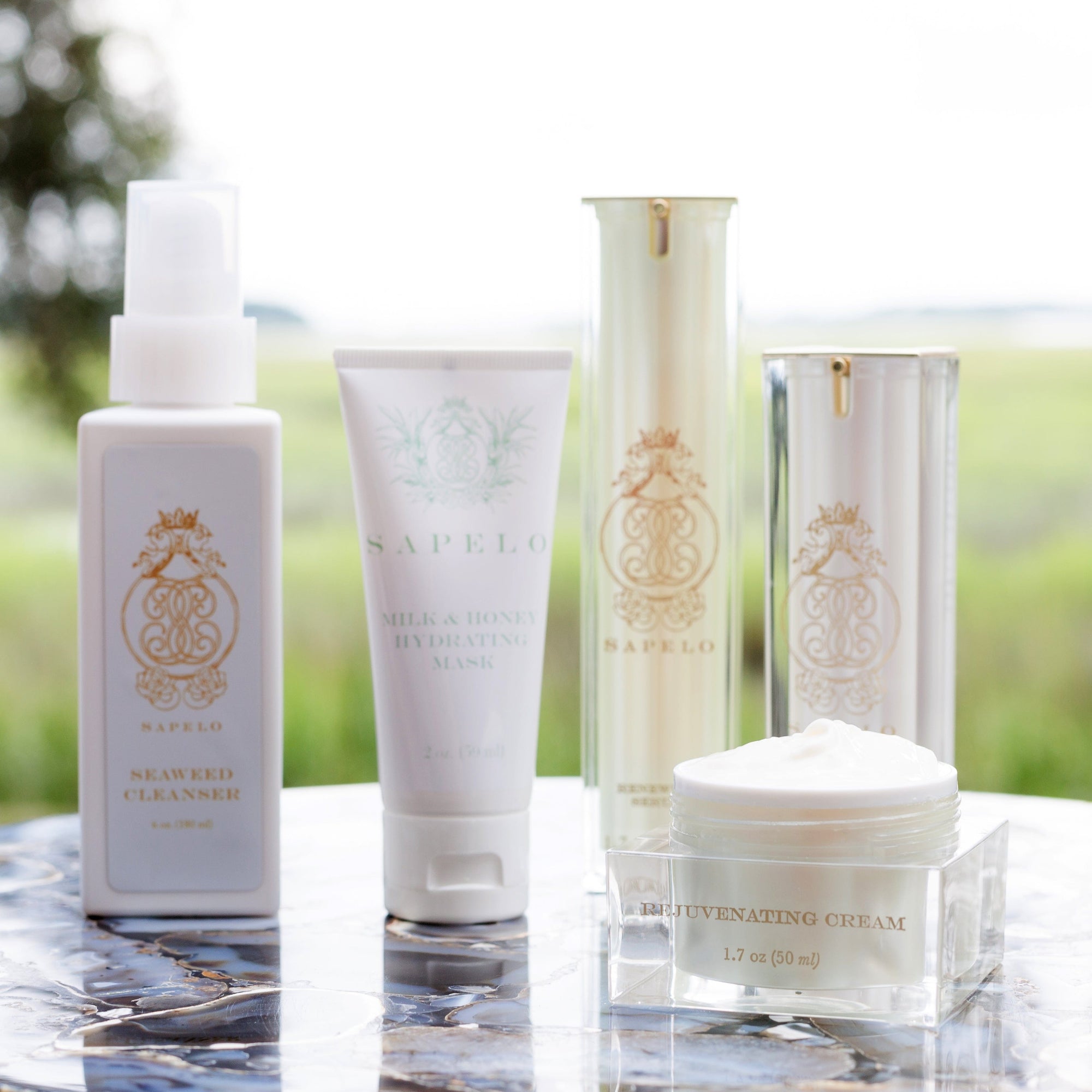 Sapelo Skin Care Sun Damaged Skin Repair System with antioxidants and peptides for restoring and protecting sun-exposed skin